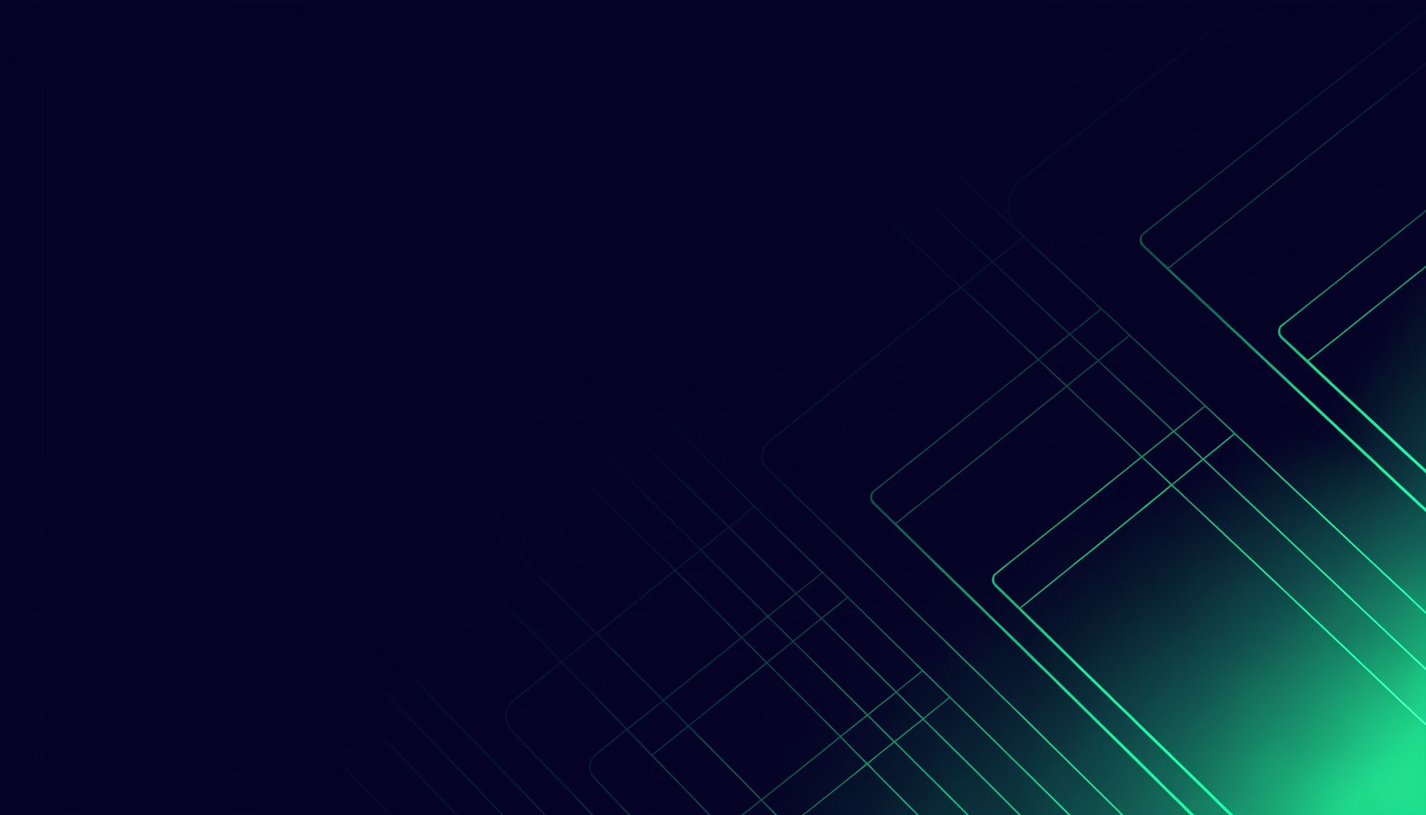 Abstract dark navy background with emerald geometric wireframe lines representing modern web design and engineering