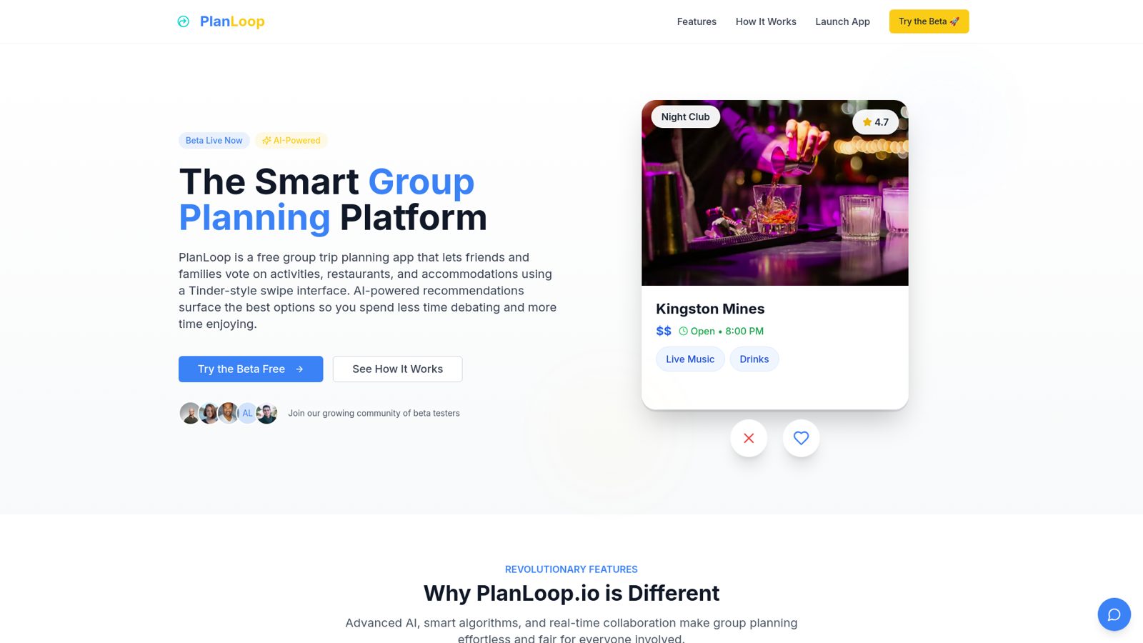 Planloop website homepage